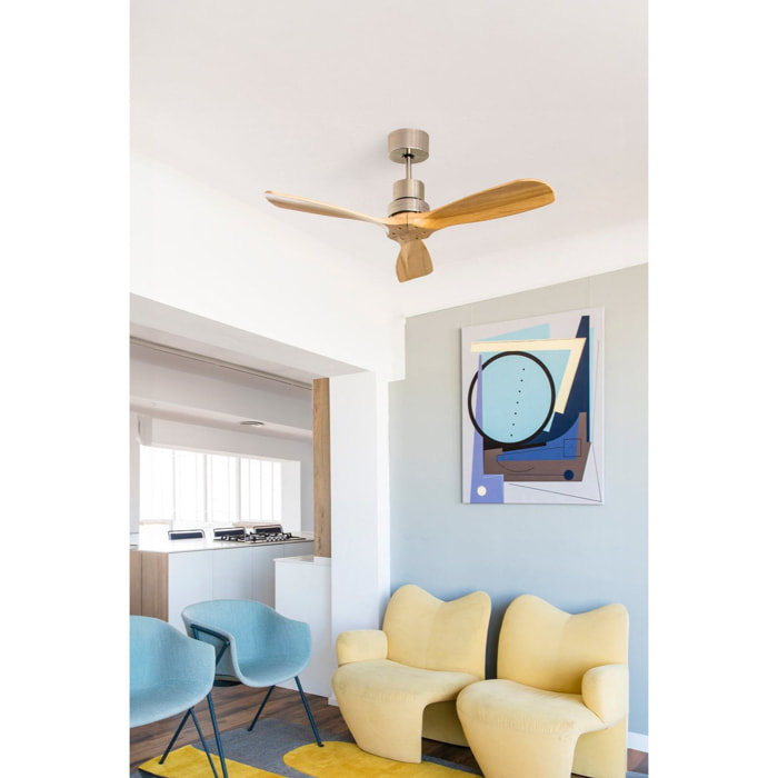 MINI LANTAU S Ventilatore a soffitto nichel opaco/pino