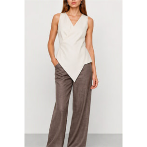 Kocca - Top smanicato con scollo a V e orlo asimmetrico Donna