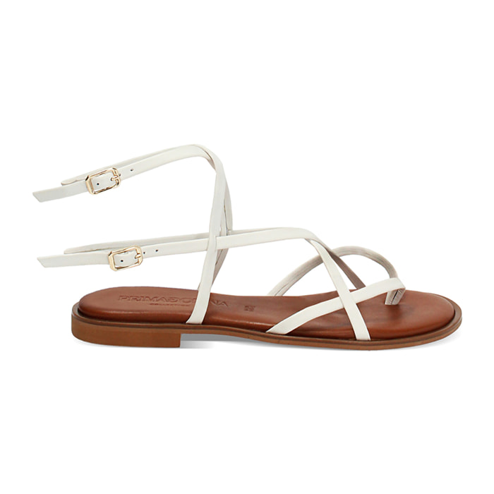 Sandali bassi donna bianchi in pelle