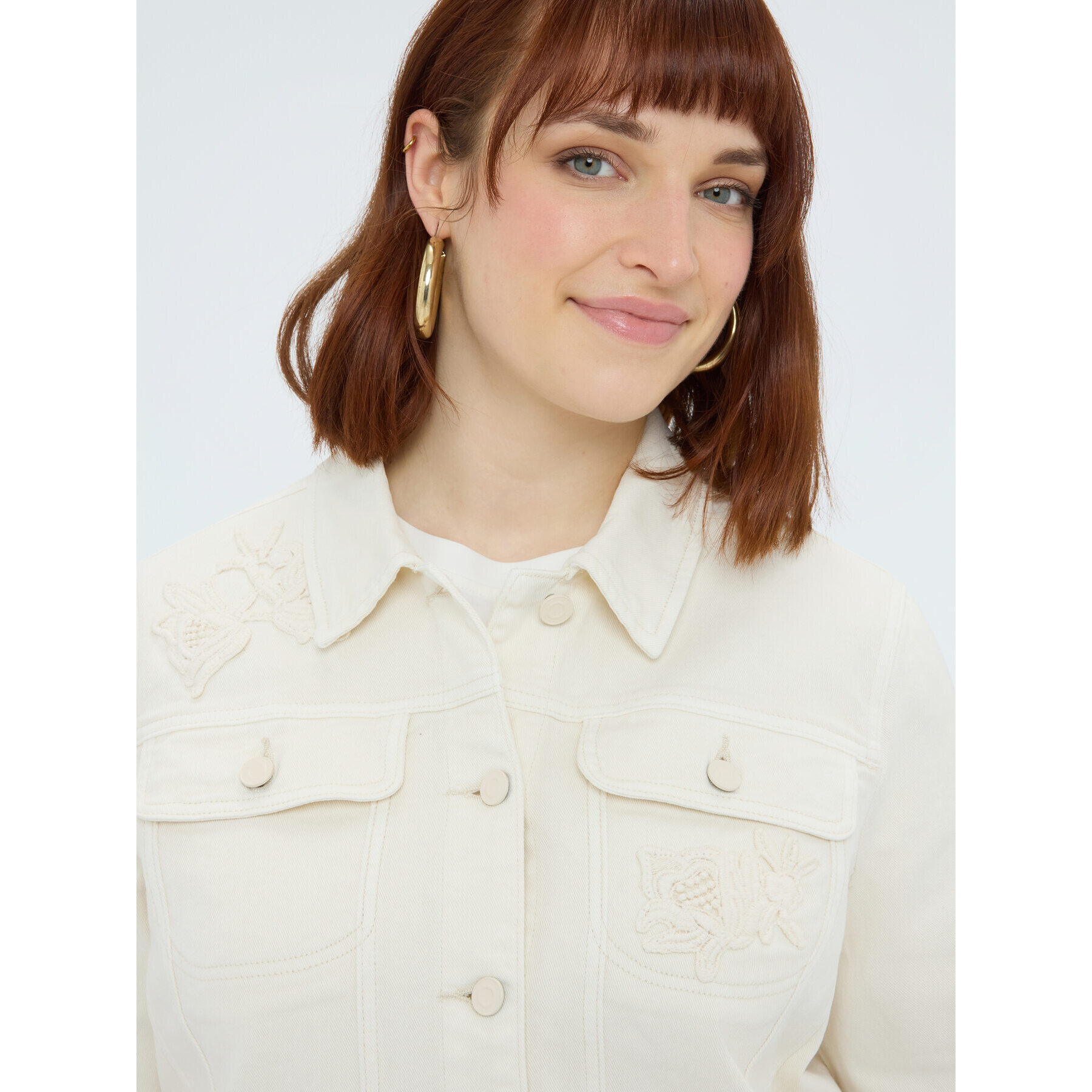 Fiorella Rubino - Camisa shacket con bordados florales - Beige