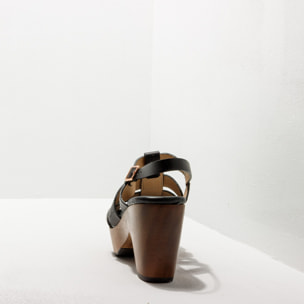 Sandalias con tacón S3271 RESTORED SKIN EBONY/ ST.LAURENT SANDAL color Ebony