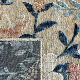 GARDEN - Tapis d'intérieur / extérieur à motif floral beige, rouge, blanc, bleu