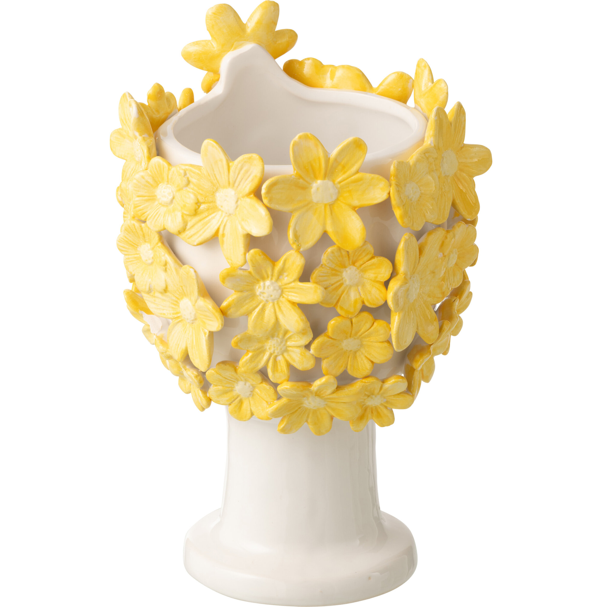 J-Line Cache-pot Dame Fruit - céramique - blanc/jaune