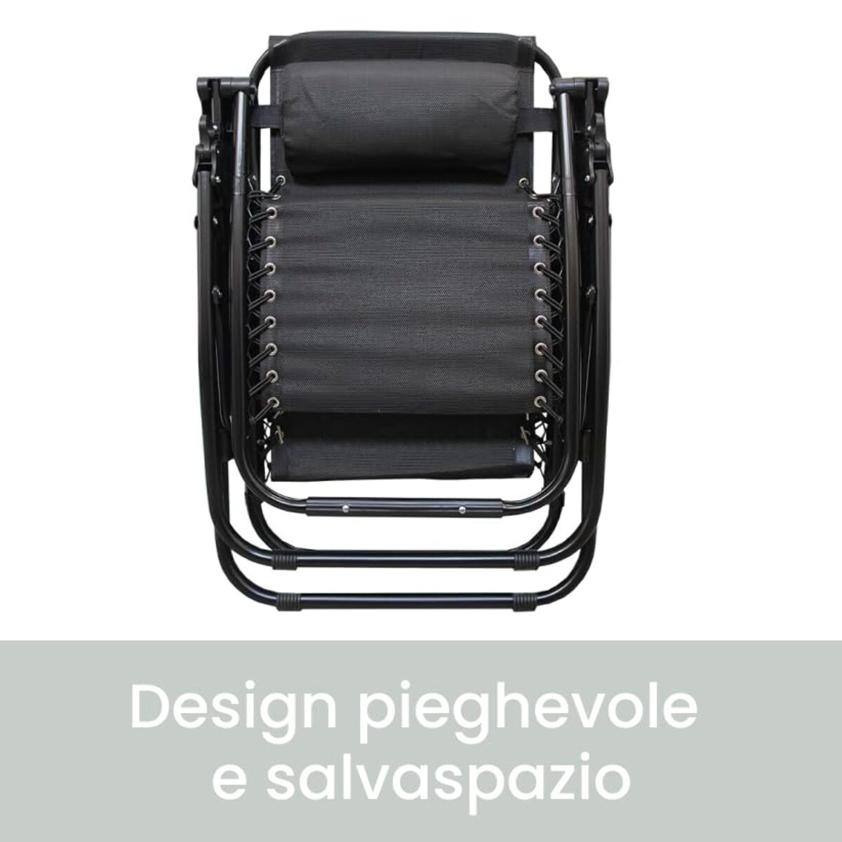 INTRECCI Sedia Zero Gravity Pieghevole Reclinabile da Giardino Terrazzo con Cuscino, Sedia Sdraio in Acciaio per Esterno Decorativa Balcone Antracite