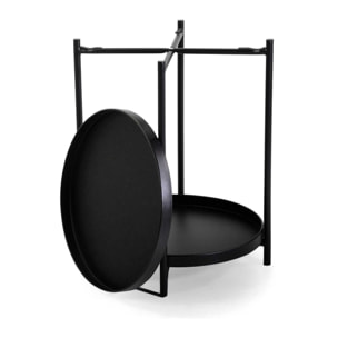 Tavolino Vacchetti in metallo nero tondo a 2 piani cm ø40h50