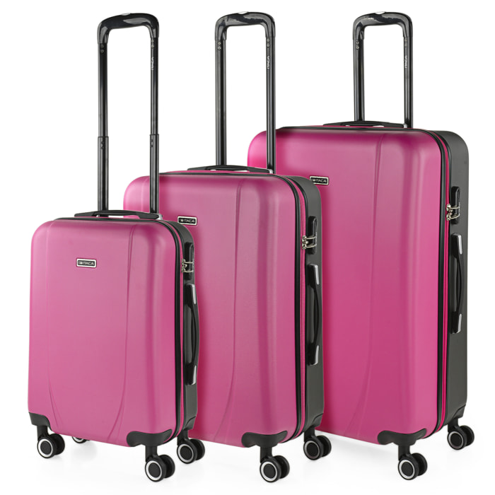 Juego De Maletas Rígidas Abs Itaca Tiber Fucsia-Antracita