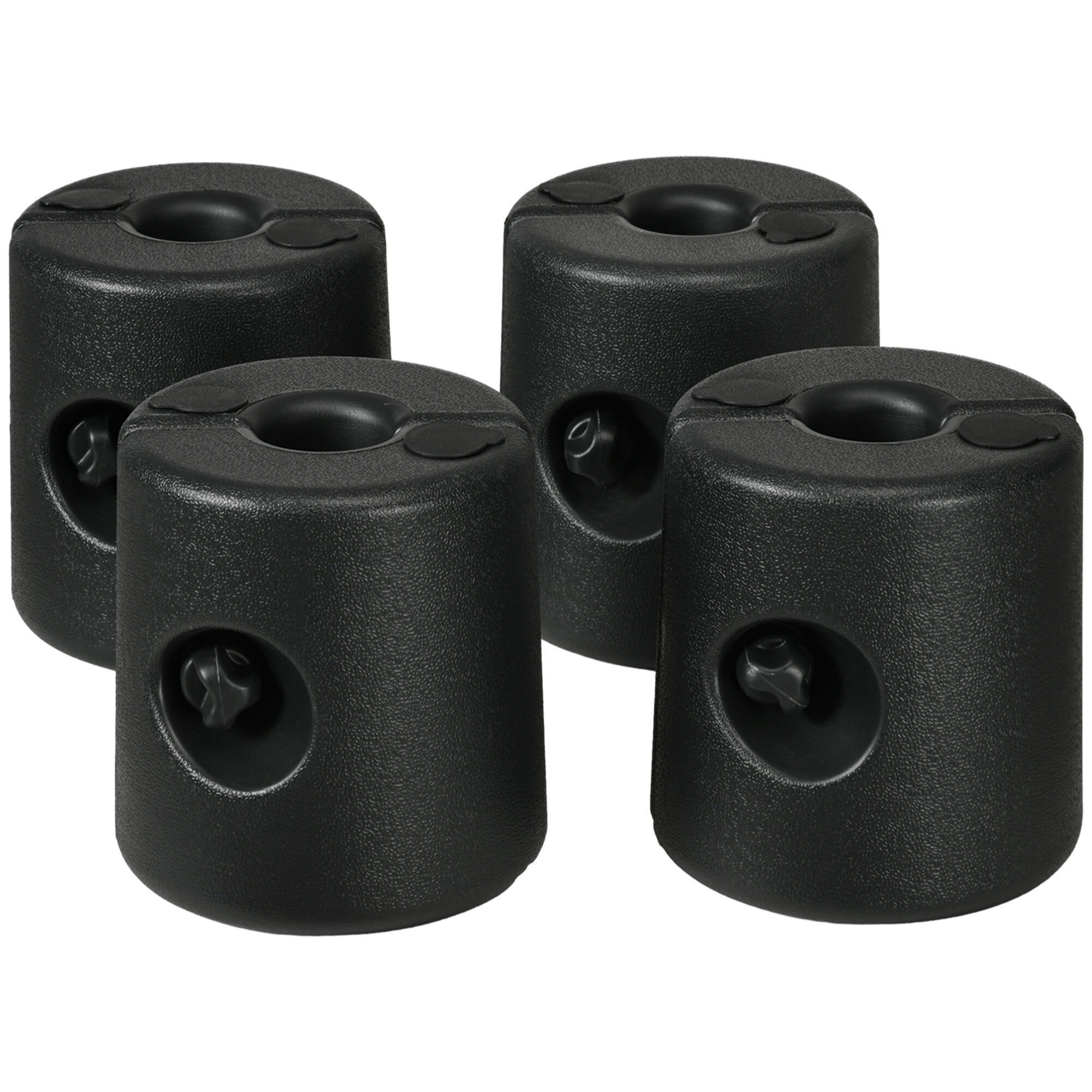 Pack de 4 Pesos para Carpas Plegables Soportes Rellenables con 9,2 kg de Agua o 12 kg de Arena Pesos para Cenador con Perillas de Fijación Ø24x25,5 cm Negro