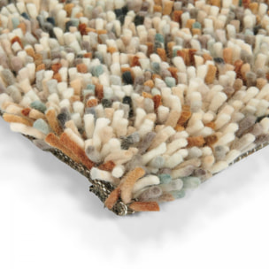 Tapis longs poils shaggy tissé en laine motif faux uni ULYO