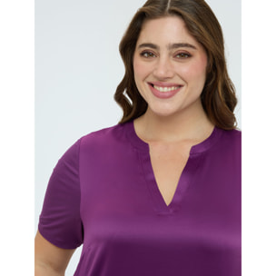 Fiorella Rubino - T-shirt bimaterica in misto viscosa - Viola