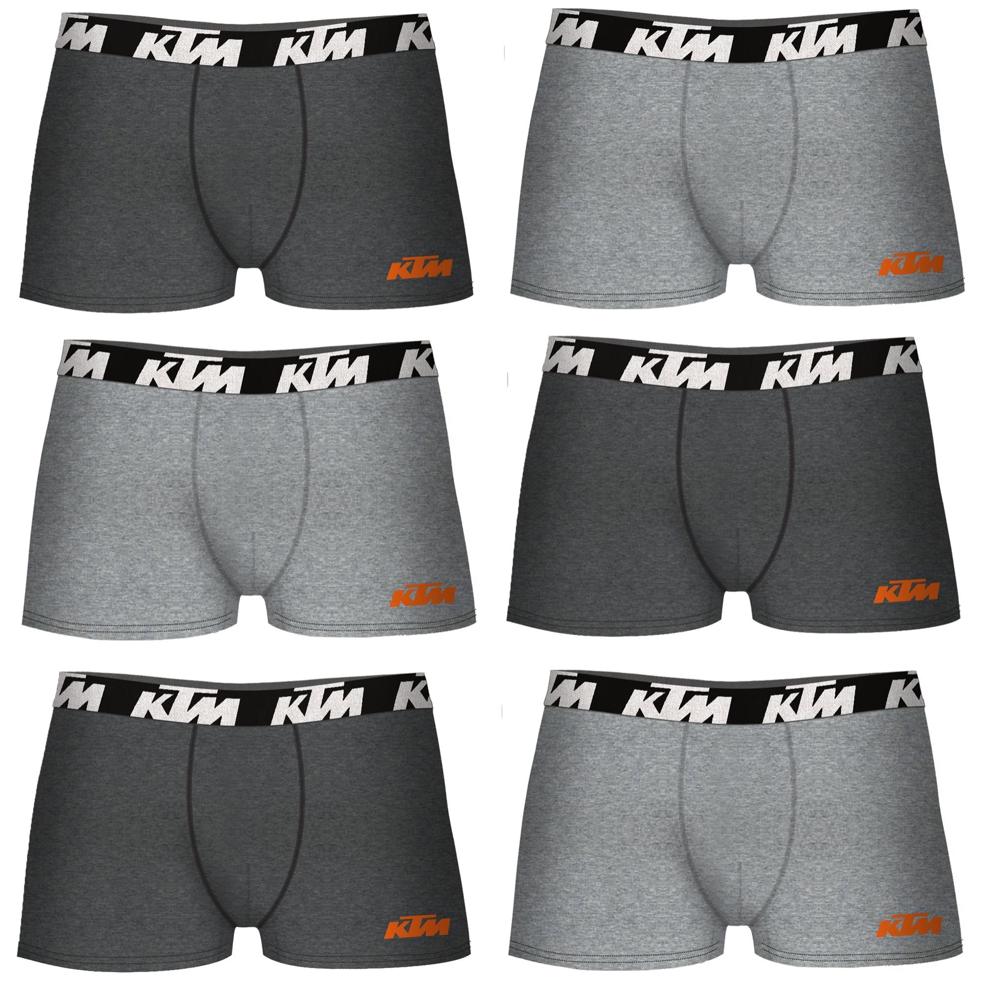 Set de 6 calzoncillos bóxer ktm gris claro y gris oscuro