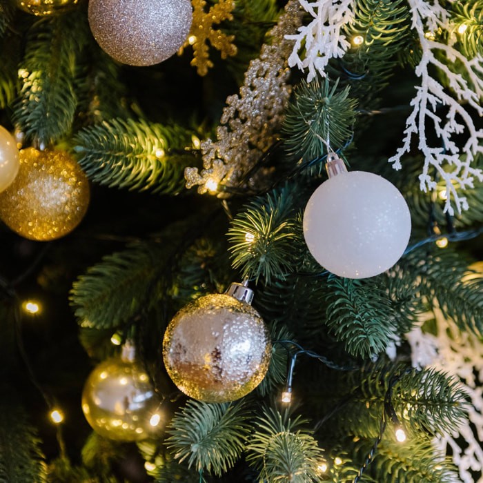 juego de 12 bolas de navidad color dorado - brillantes y mate