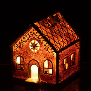 J-Line décoration Maison En Pain D'epice Carré Etoile - polyrésine - marron - medium - LED