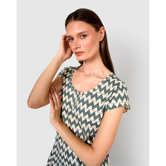 Camisón corto de algodón portofino verde azulado