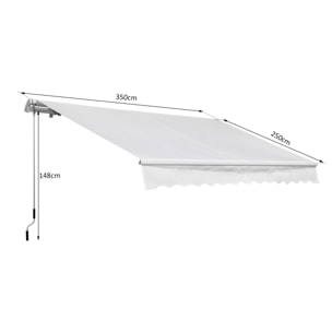 Toldo Manual de Aluminio Acero Poliéster 3.5x2.5m Blanco