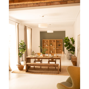 Pack 2 bancs en bois massif ton chêne foncé en différentes tailles