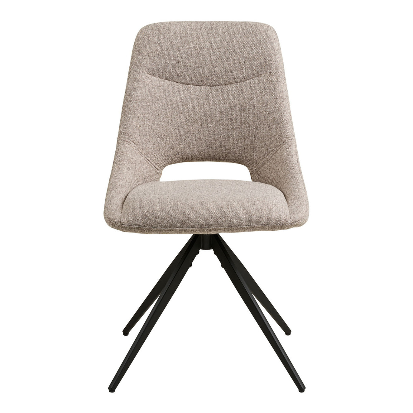 Set 2 sedie da pranzo Dokka girevoli in tessuto sabbia con gambe nere 52x57x87 cm