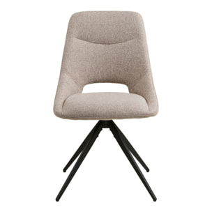 Set 2 sedie da pranzo Dokka girevoli in tessuto sabbia con gambe nere 52x57x87 cm