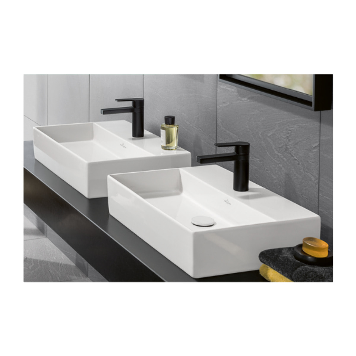 Vasque à poser Memento 2.0 stone white ceramicplus avec trop plein 60 x 42 cm