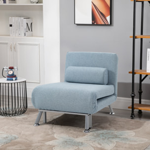 Fauteuil convertible 3 en 1 chauffeuse lit avec coussin bleu