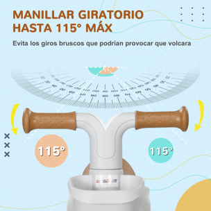 Bicicleta sin Pedales para Niños de 12-36 Meses Bicicleta de Equilibrio con Asiento Ajustable Cesta y 4 Ruedas Silenciosas Carga 20 kg 56x27x39 cm Blanco y Marrón