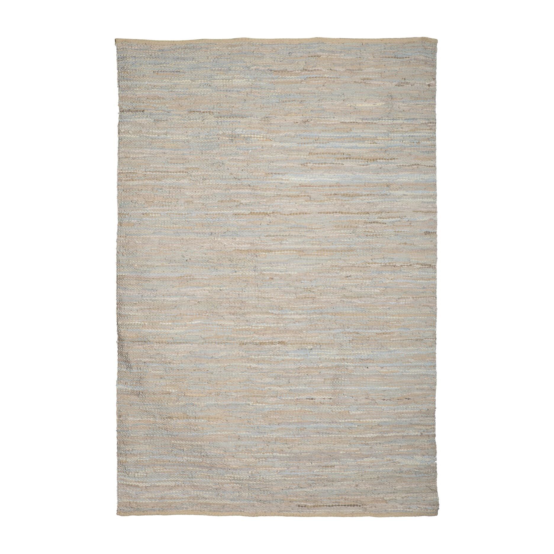 TAPIS EN CUIR RECYCLÉ ET COTON BEIGE GRIS 300X200CM IZMIR