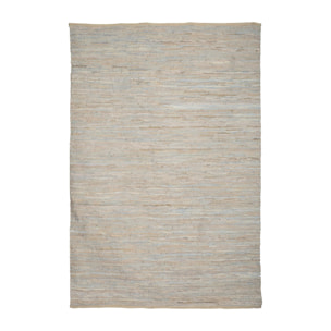 TAPIS EN CUIR RECYCLÉ ET COTON BEIGE GRIS 300X200CM IZMIR