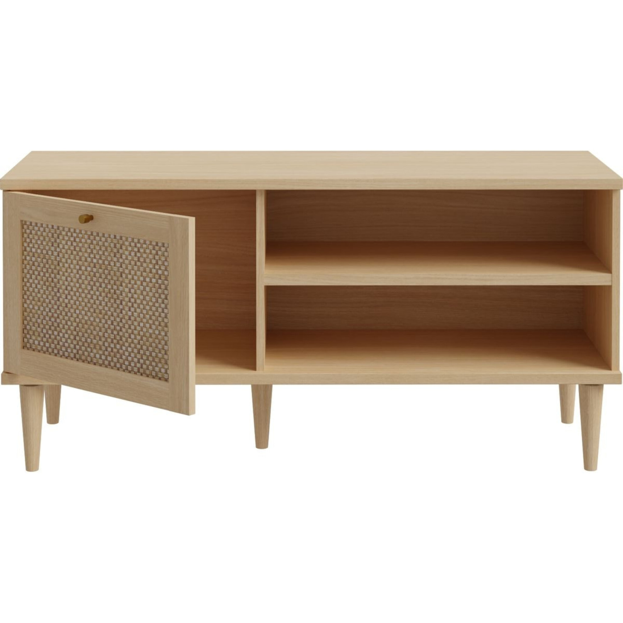 Meuble TV en cannage et effet chêne - LUISA