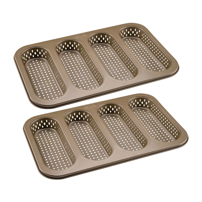 Lot de 2 moules à gâteaux 33,5/22/3 cm en acier Zenker Mojave Gold
