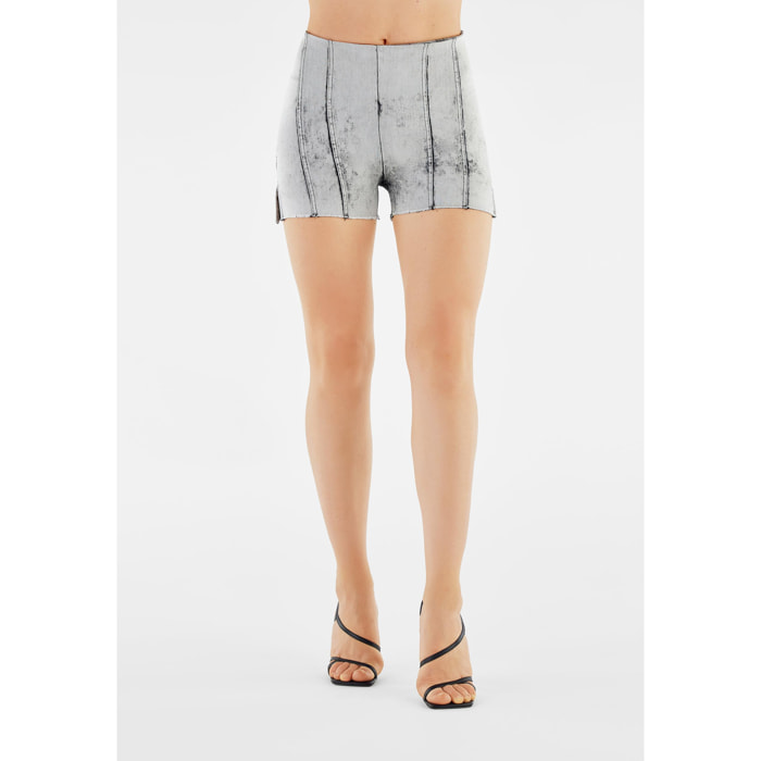 Shorts push up WR.UP® con spacchi in denim super slavato