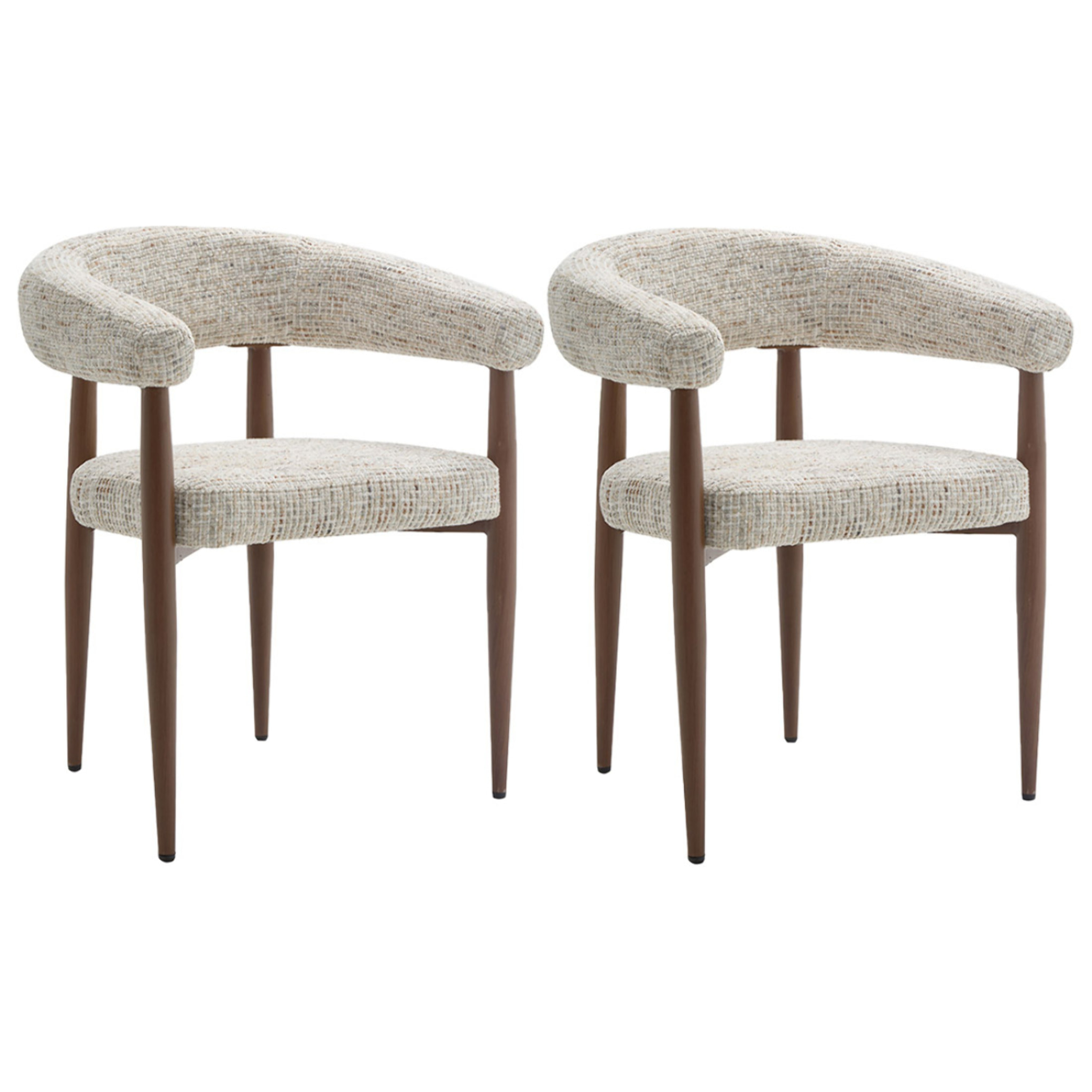 Nour - lot de 2 fauteuils en tissu moucheté - pieds en métal effet bois - Beige