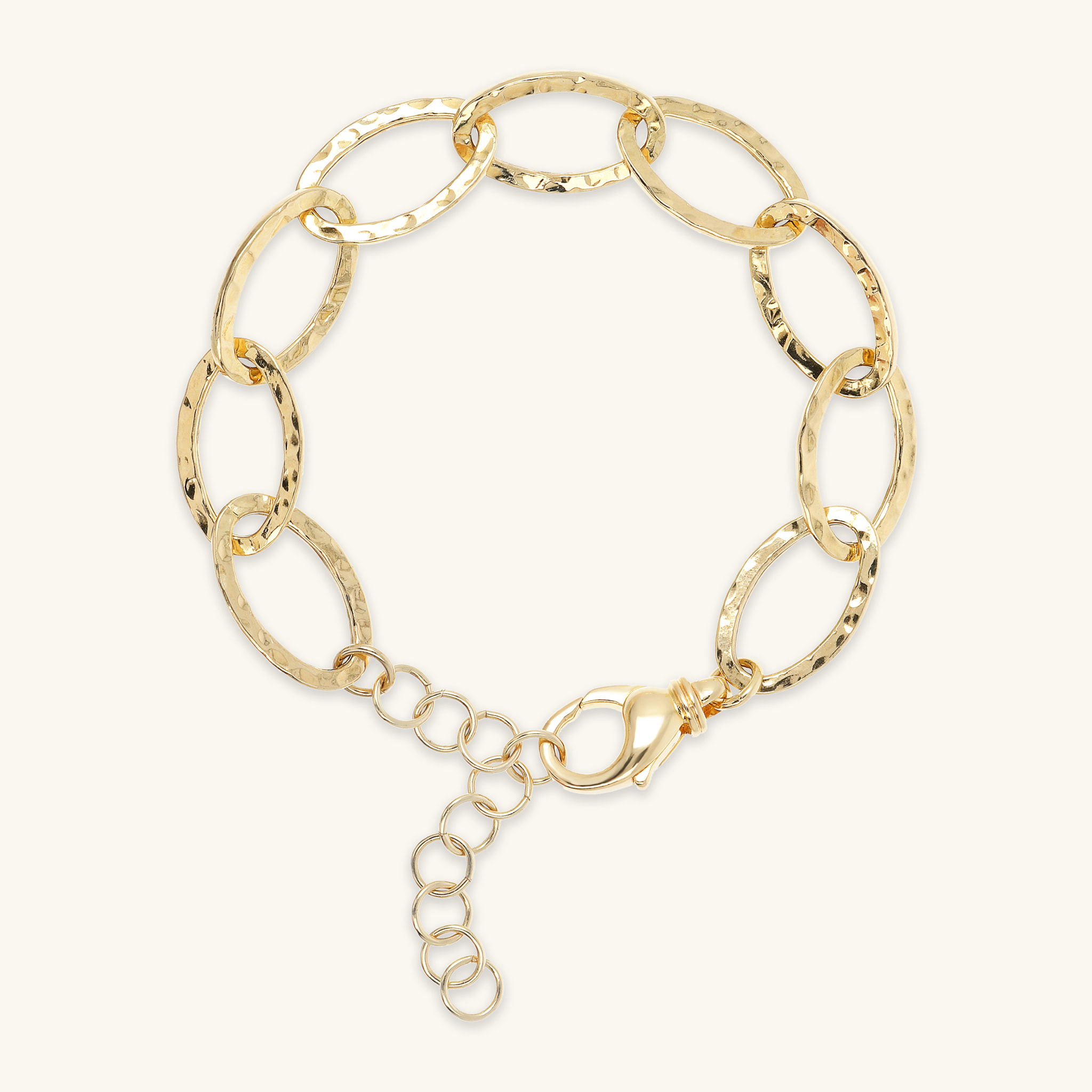 Bracciale Catena Sottile Ovale Allungata Martellata