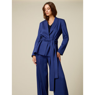 Oltre - Chaqueta de lyocell con cinturón - Azul