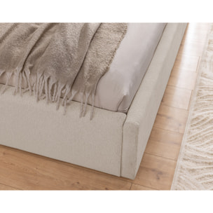 Billy - lit coffre - 140x190 cm - en tissu texturé - sommier inclus - Gris clair