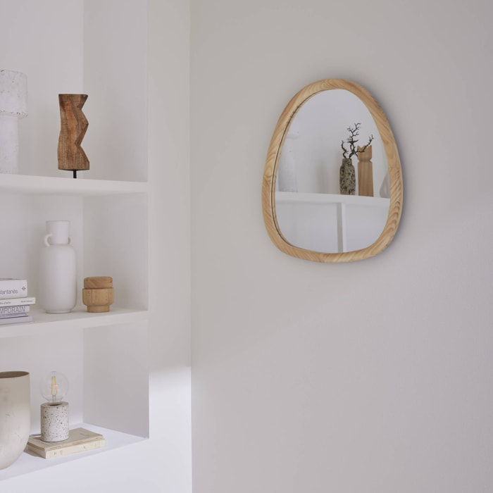 Miroir organique en bois de sapin 55cm couleur naturelle CHARLIE  L 55 x l 50 x E 3cm