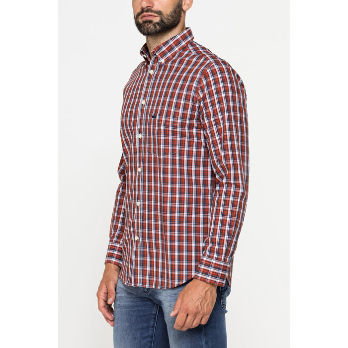 CAMICIA FANTASIA TINTO FILO CON COLLO BUTTON-DOWN