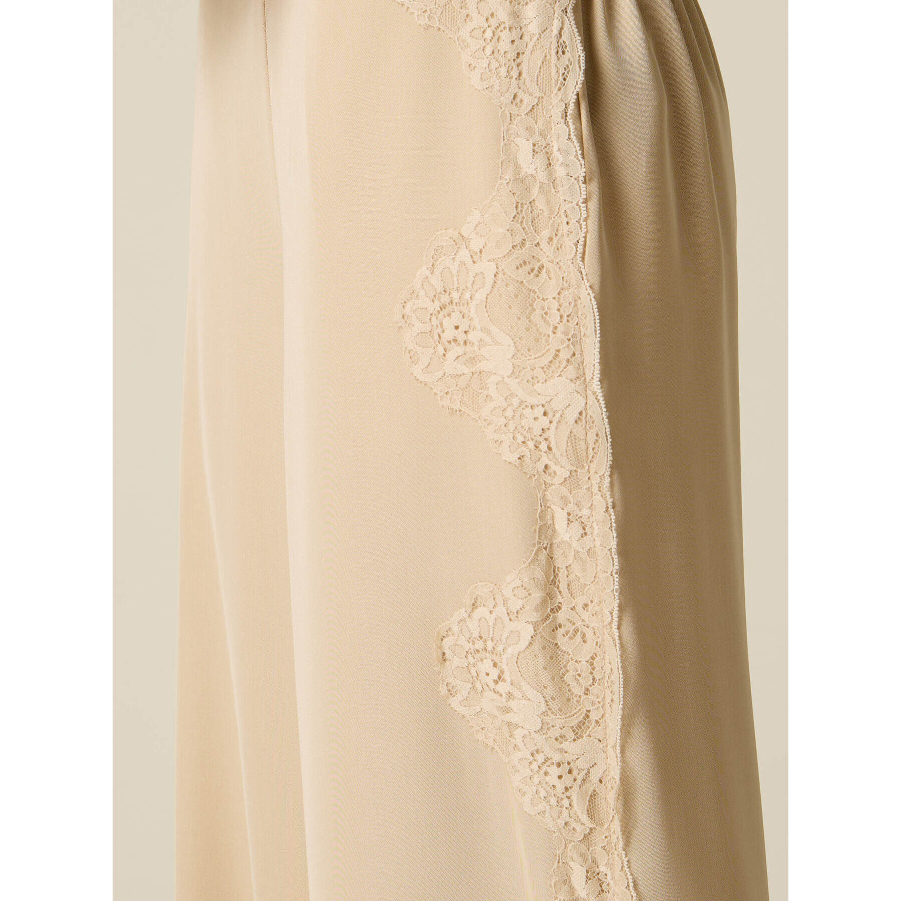 Oltre - Pantalones palazzo con detalles de encaje floral - Beige