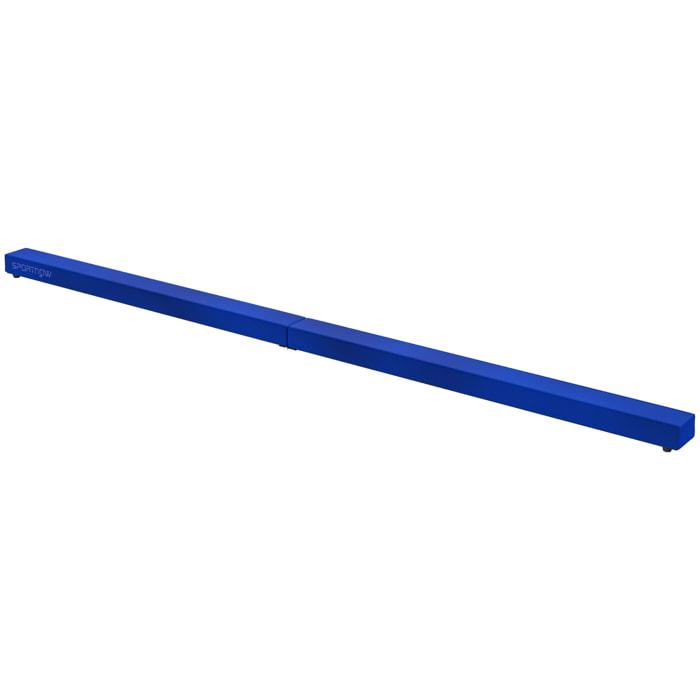 Poutre gymnastique pliable 240 cm - poutre d'équilibre antidérapante - bois de pin revêtement flanelle bleu