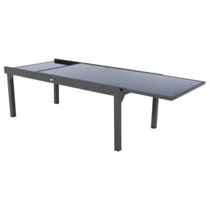Table de jardin extensible "Piazza" anthracite & graphite 12 places en aluminium traité époxy