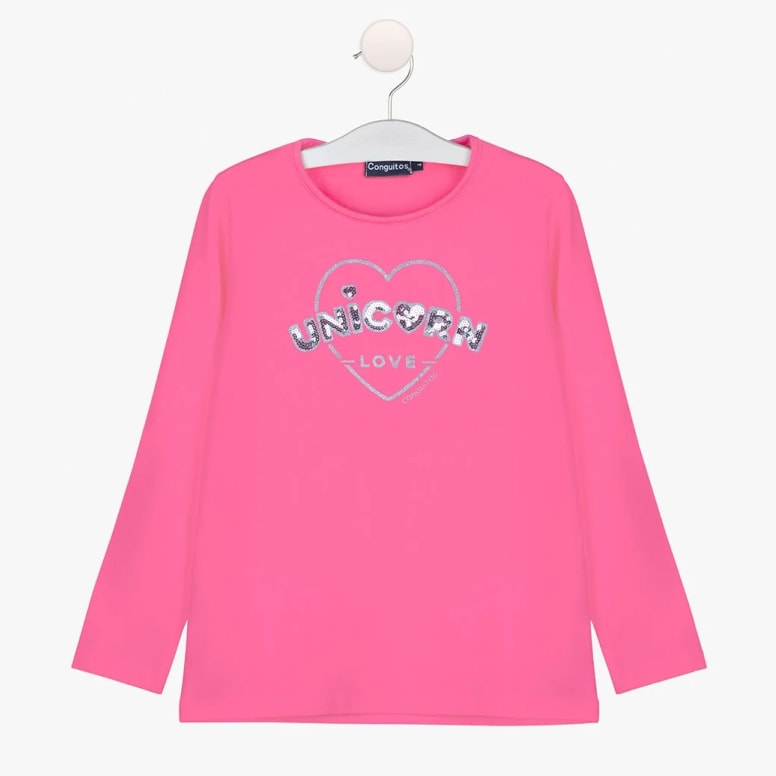 Maglietta a maniche lunghe per bambine in  con stampa di paillettes