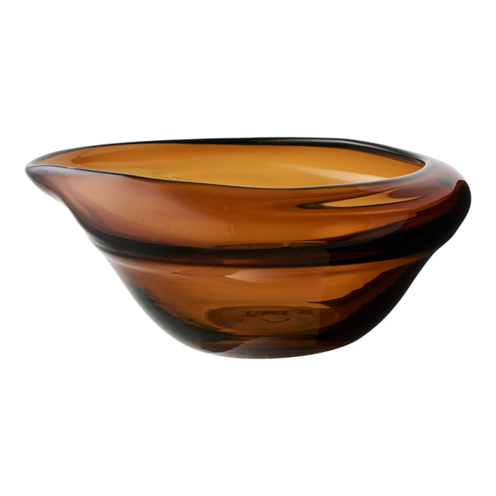 Ciotola decorativa in vetro soffiato a bocca ambra fumé 29x26 cm