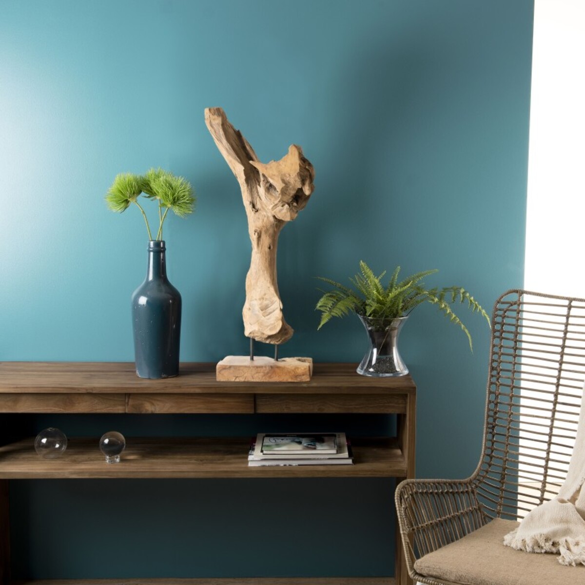 CLARA - Objet décoration bois teck branche naturelle 'S'