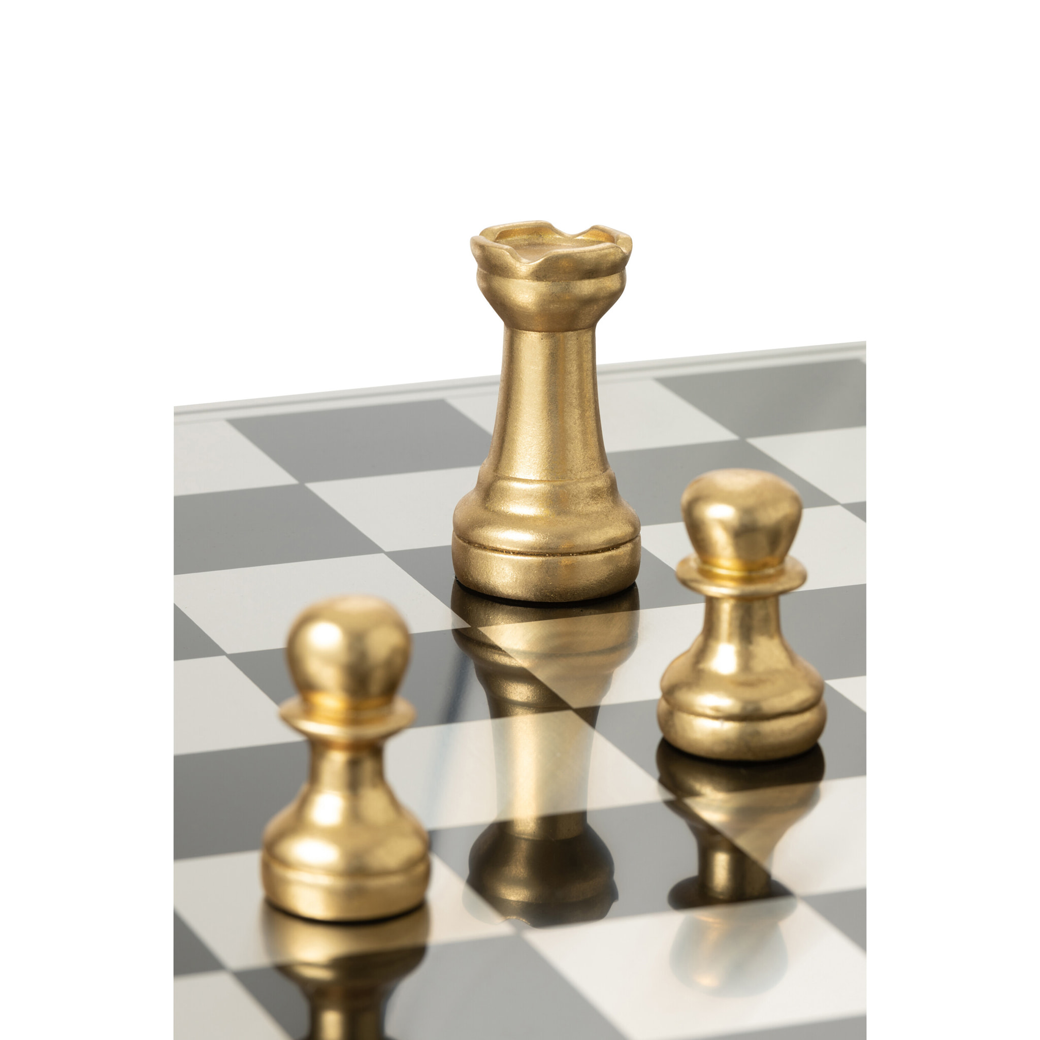 J-Line décoration Pièce D'échecs Renne - polyrésine - or/noir