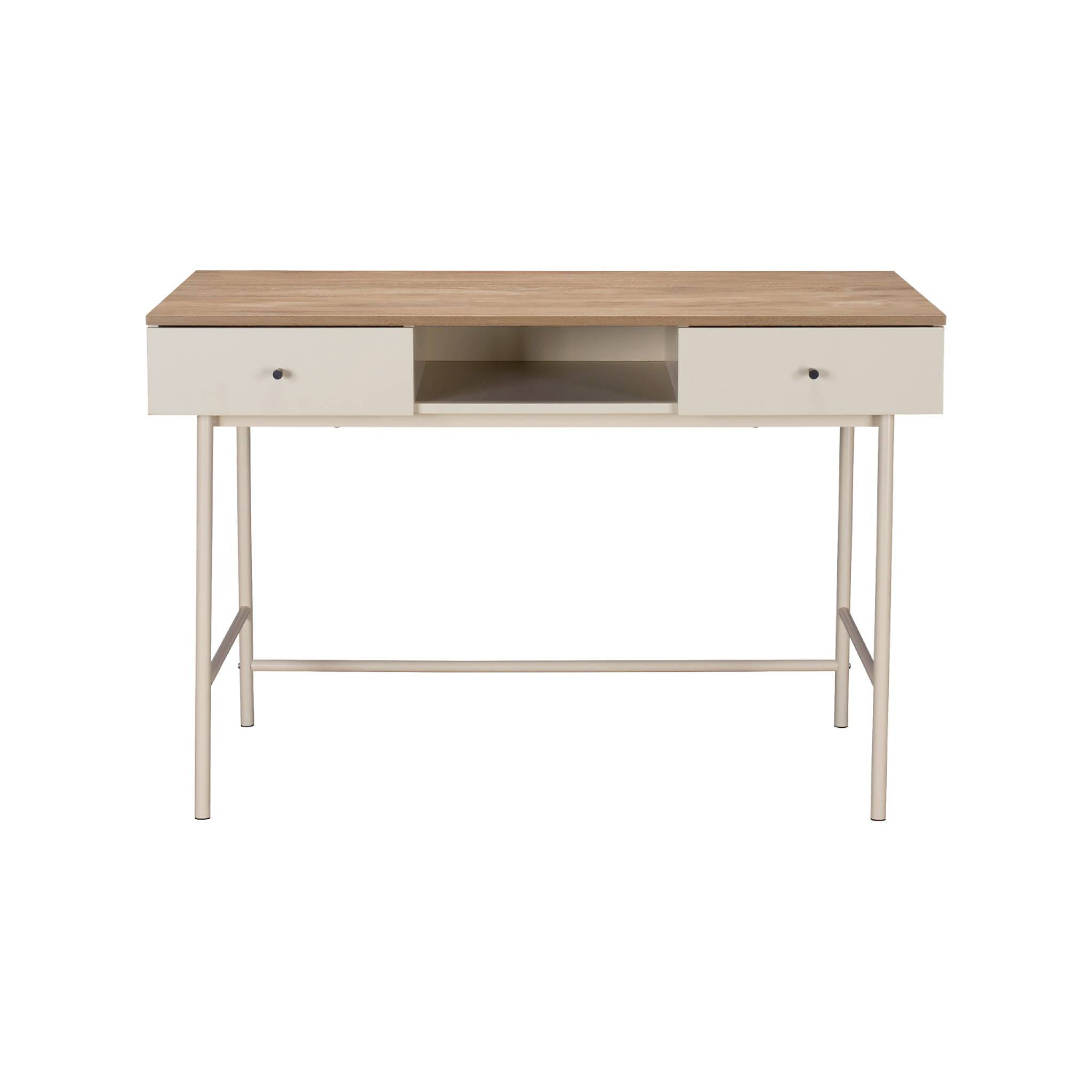 Bureau décor bois et fer 2 tiroirs 1 casier WILLIAM