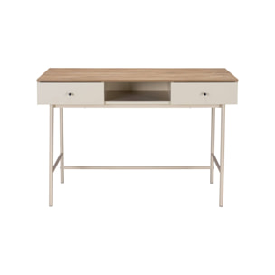 Bureau décor bois et fer 2 tiroirs 1 casier WILLIAM
