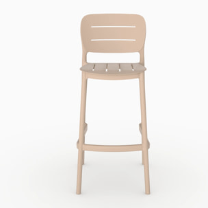 Lot de 2 chaises de bar de jardin 75 cm en plastique beige - Lola