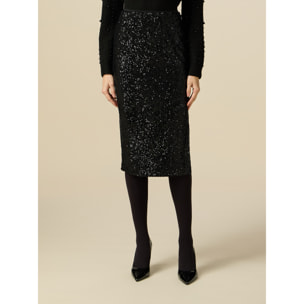 Oltre - Sequin Pencil Skirt - Negro