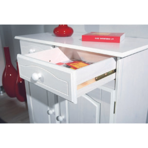 Buffet 2 ante 2 cassetti in pino massello verniciato ad acqua bianco, 88x43x87h cm colore Bianco