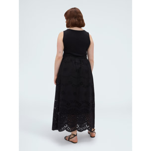 Fiorella Rubino - Vestito lungo taglio impero in sangallo - Nero