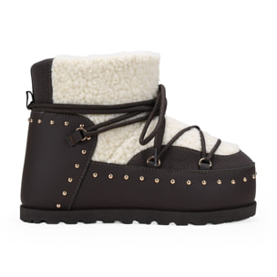 Botines de invierno marrones de leopardo con tachas