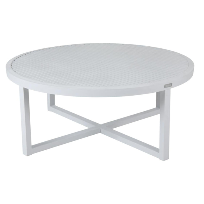 Table basse de jardin en aluminium blanc D 100 cm OSLO